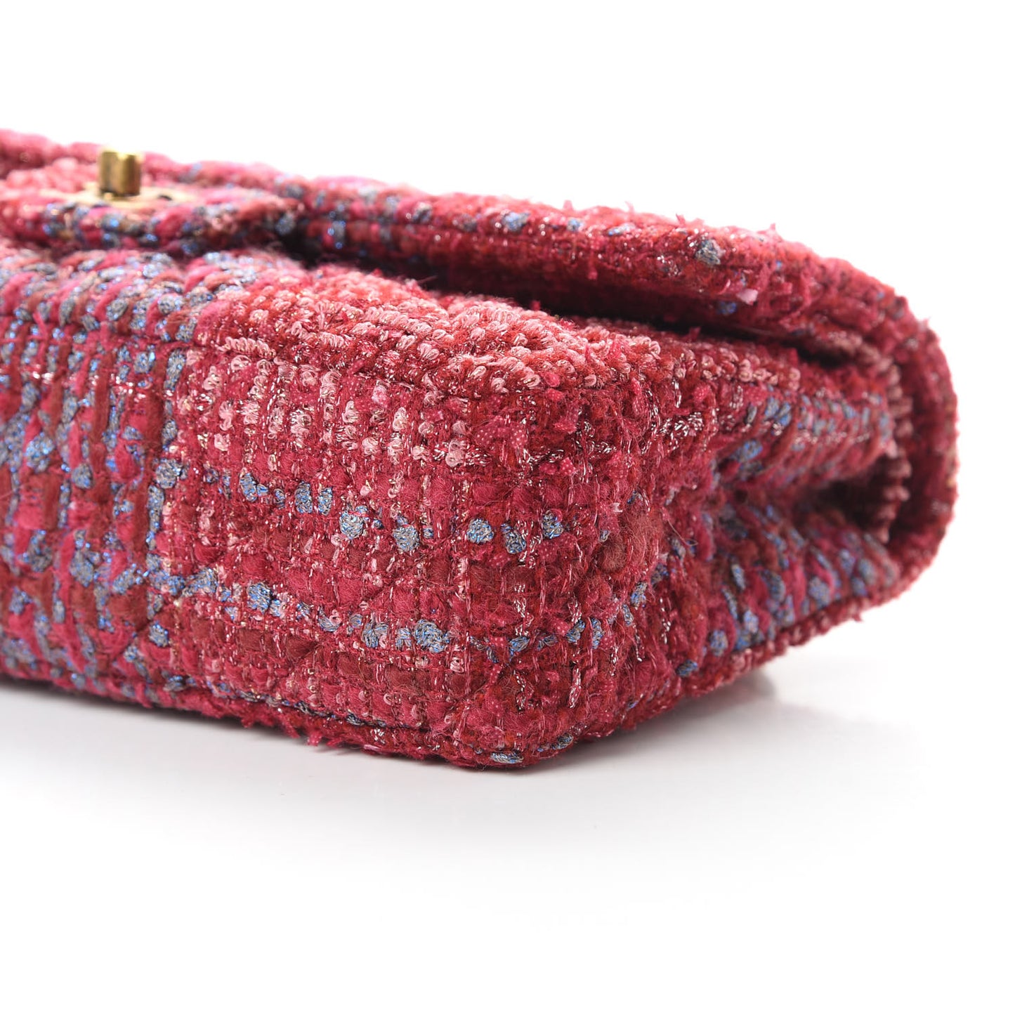 Tweed Quilted Medium Double Flap Red
