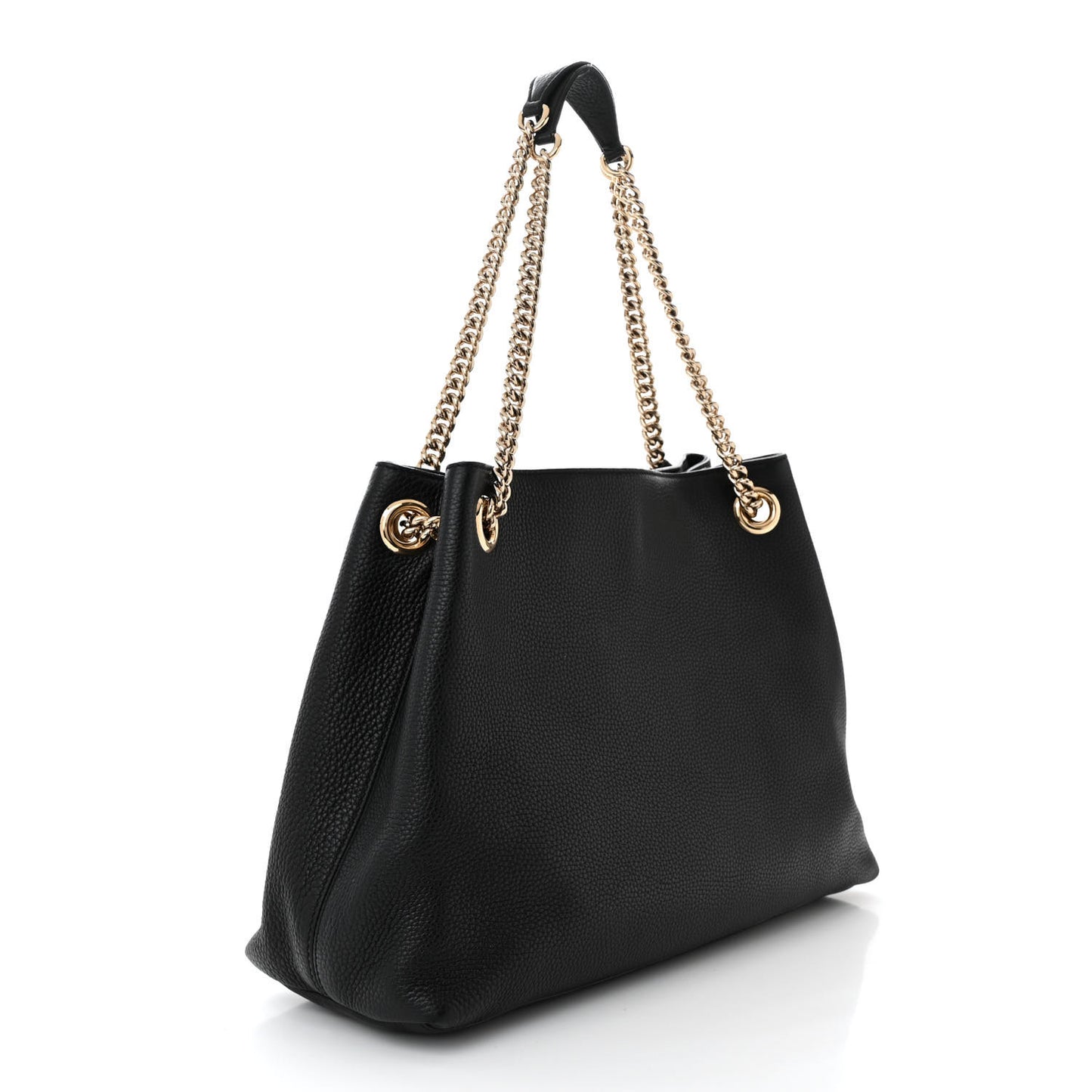 Pebbled Calfskin Medium Soho Chain Shoulder Bag Black