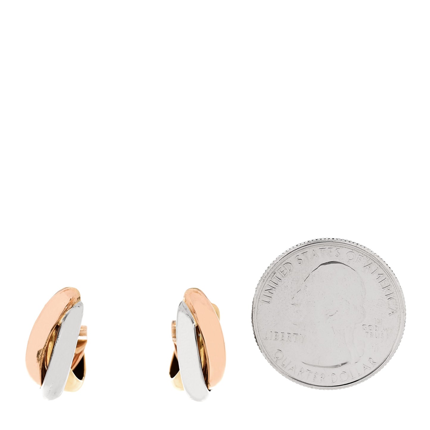 18K Pink Yellow White Gold Classic Trinity Hoop Earrings
