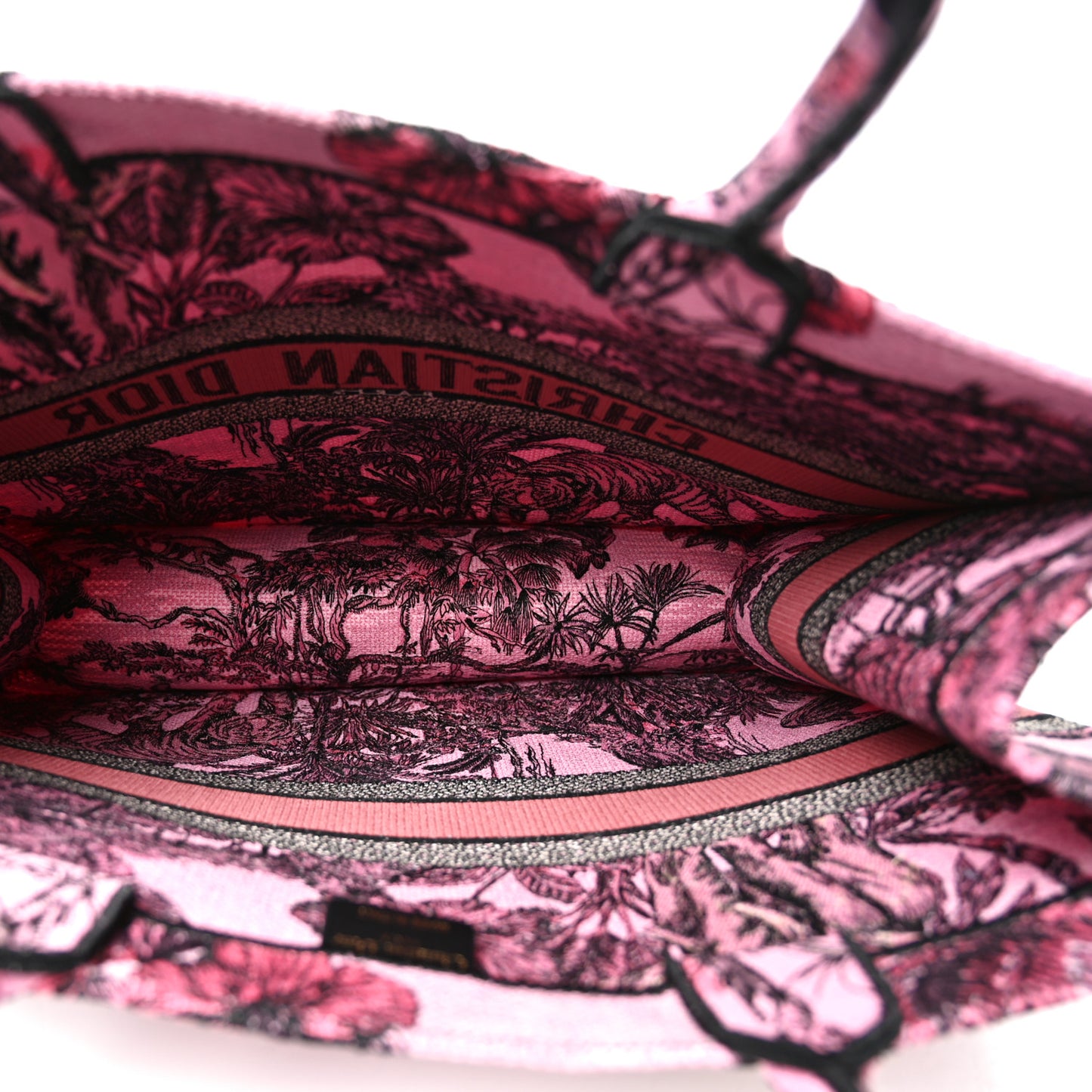 Canvas Embroidered Large Toile de Jouy Voyage Book Tote Fuchsia Multicolor