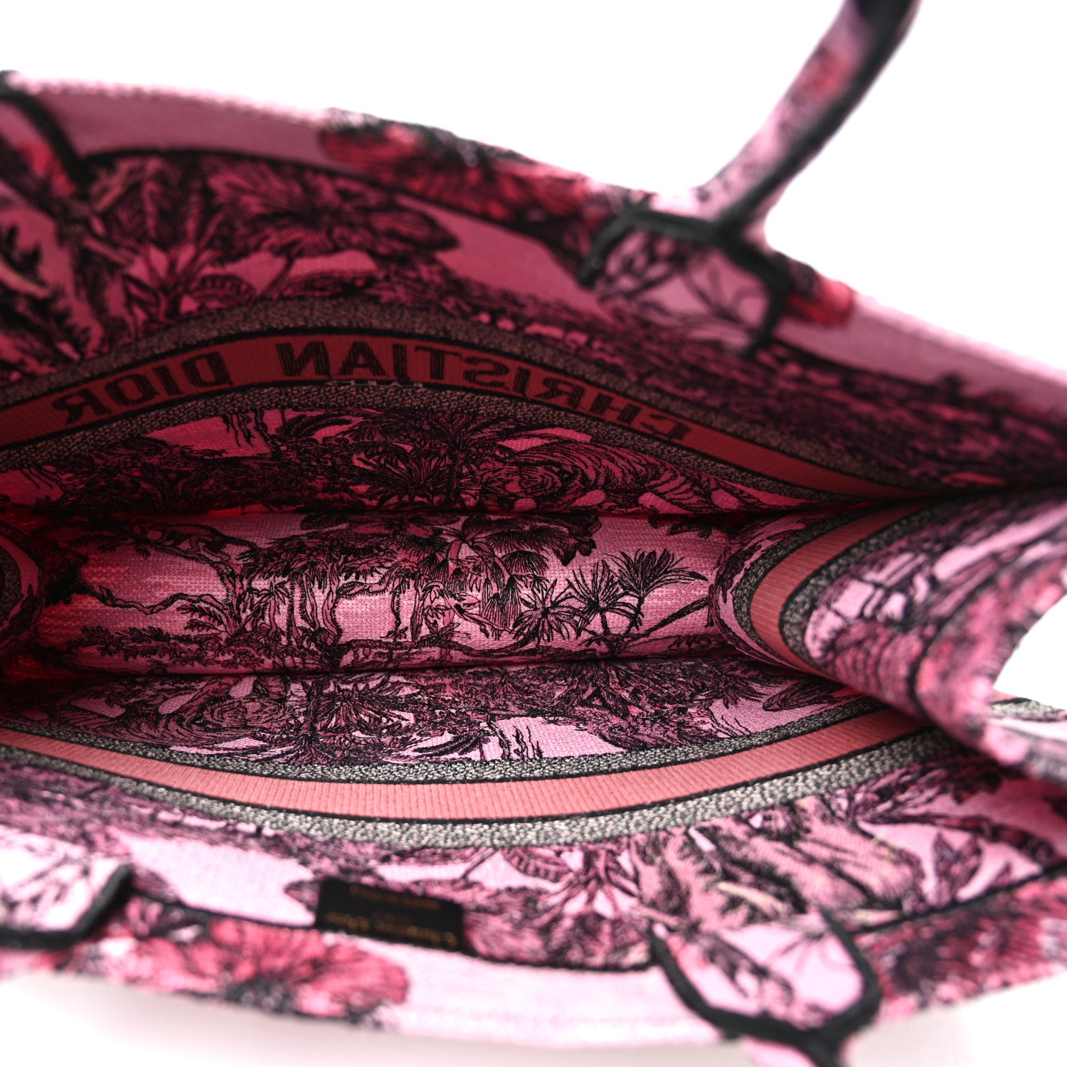 Christian Dior Canvas Embroidered Large Toile de Jouy Voyage Book Tote Fuchsia Multicolor 4 of 9