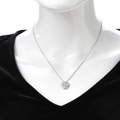 Chanel 18K White Gold Diamond Bouton de Camelia Pendant Necklace 2 of 6