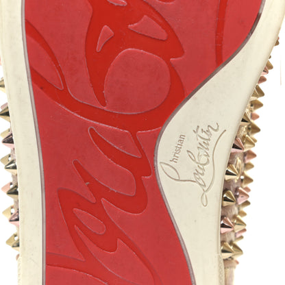 Christian Louboutin Metallic Crinkled Nappa Womens Louis Spikes Flat Sneakers 38.5 Rose Gold Multicolor 11 of 16