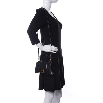 Balenciaga Shiny Box Calfskin Hourglass Top Handle Bag XS Black 2 of 8