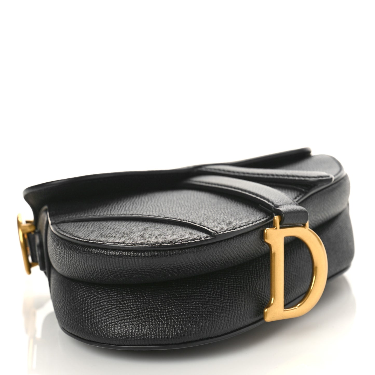 Grained Calfskin Mini Saddle Bag Black
