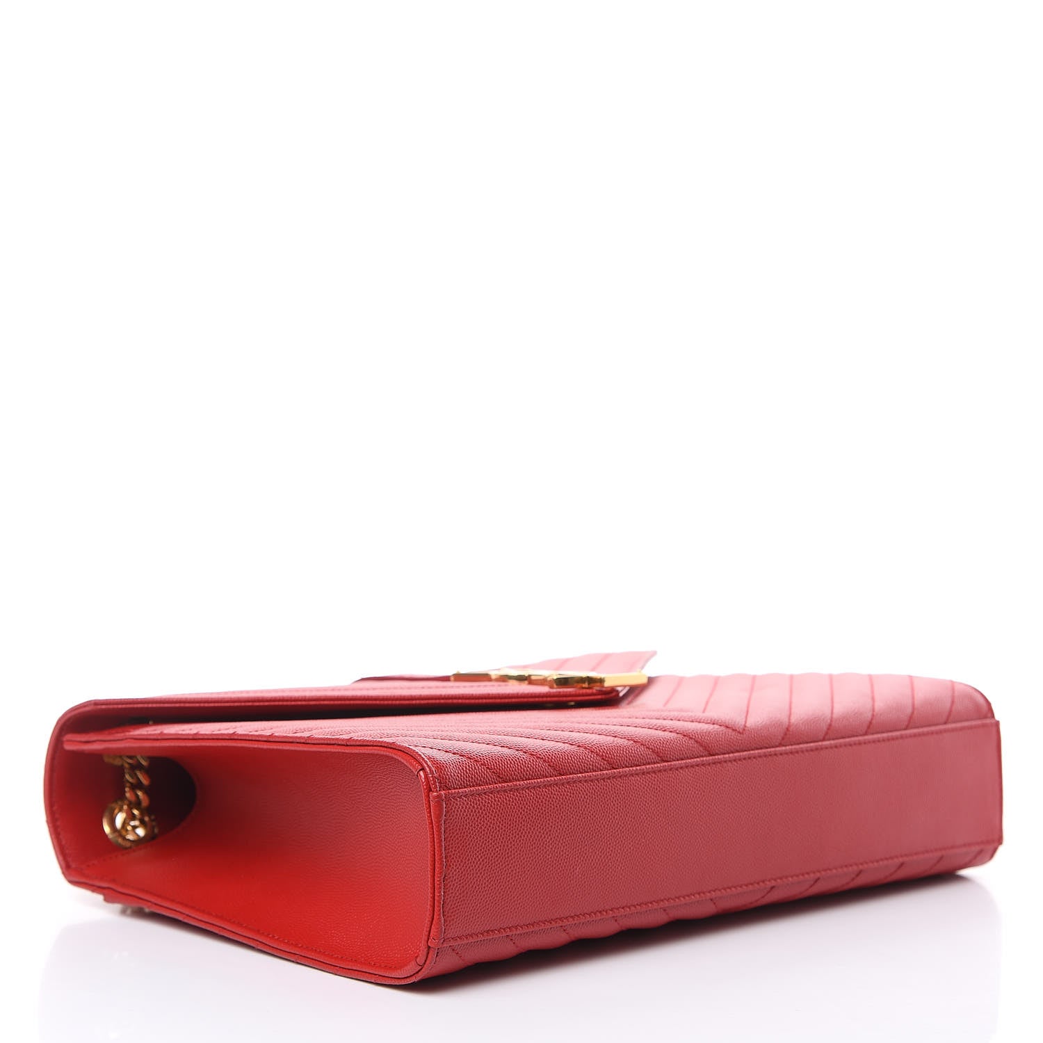 Saint Laurent Grain De Poudre Matelasse Chevron Large Monogram Satchel Lipstick Red 3 of 10