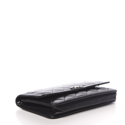 Chanel Lambskin Quilted Boy Wallet On Chain WOC Black 4 of 13
