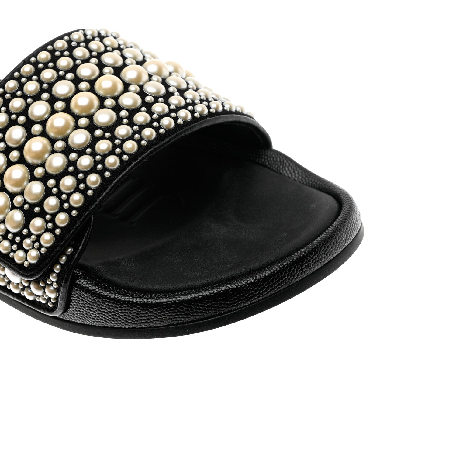 Jimmy Choo Canvas Pearl Embellished Fitz Slide Sandals 37 Black 10 of 11