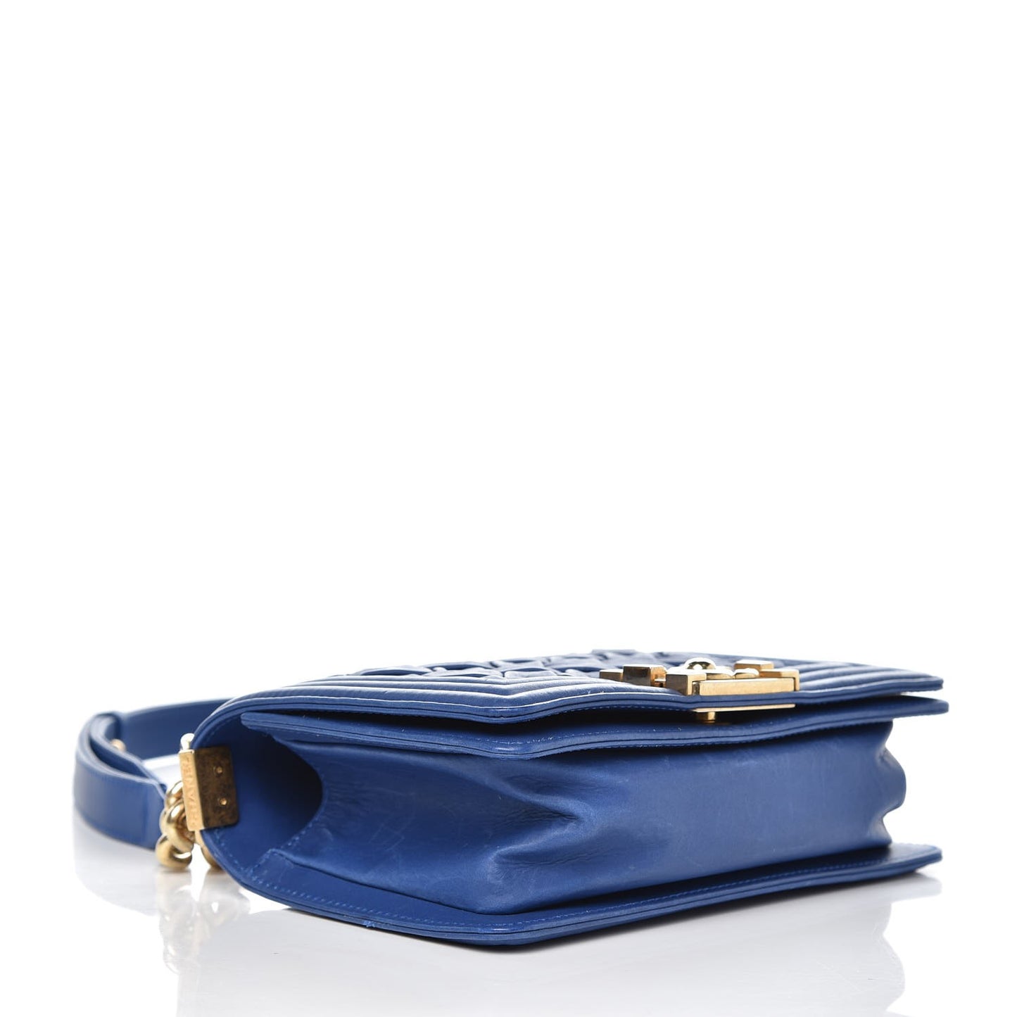 Lambskin Woven Small Chateau Boy Flap Blue