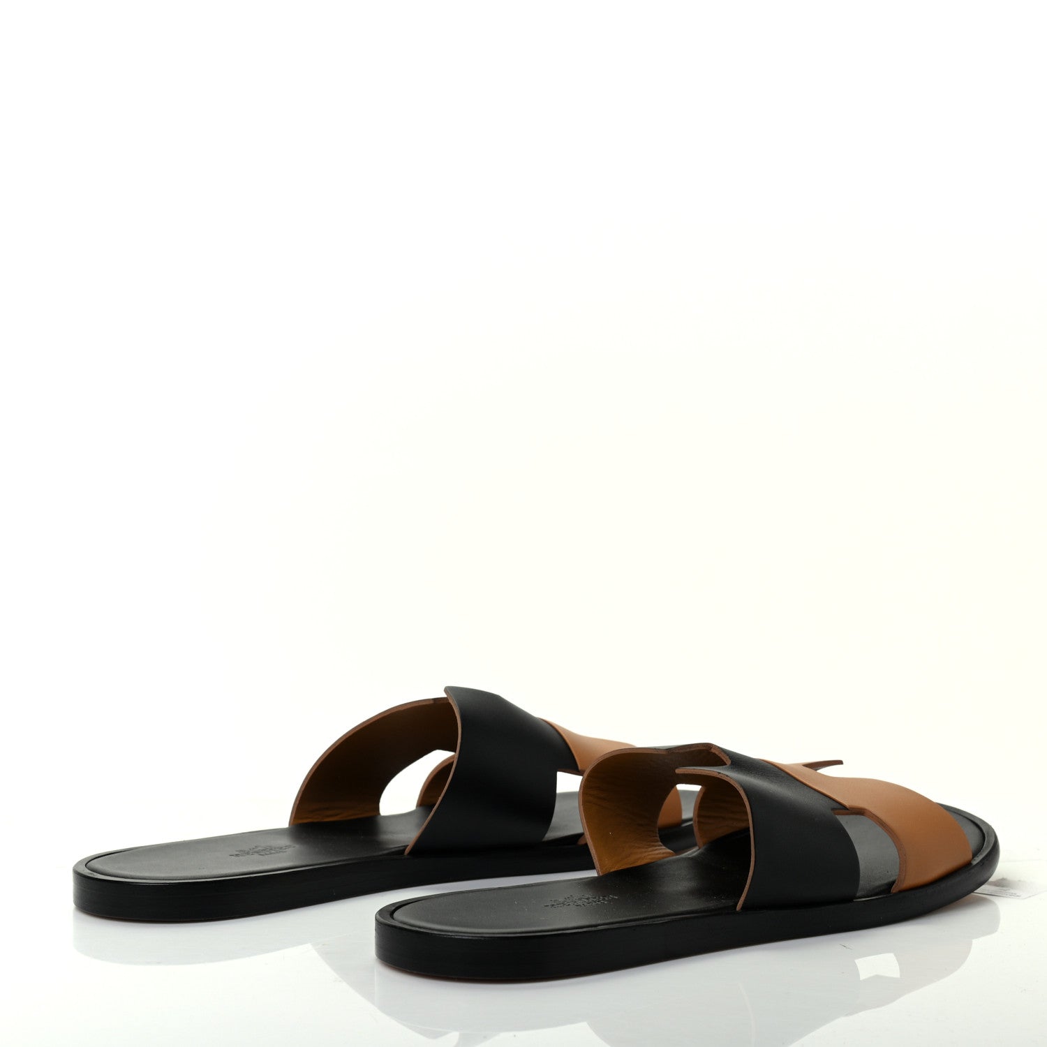 Hermes Calfskin Mens Izmir Sandals 43 Black Naturel 4 of 7