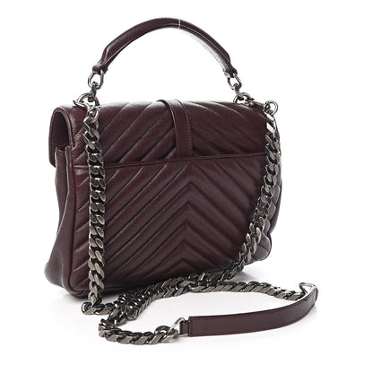 Saint Laurent Sheepskin Matelasse Chevron Monogram Medium College Bag Amaranto 3 of 11