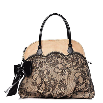 Valentino Garavani Straw Lace Bow Dome Tote Black 1 of 13