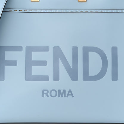 Fendi Vitello King Plexiglass Logo Embossed Medium Fendi Sunshine Shopper Tote Azzurro Baby 8 of 10