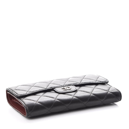 Chanel Lambskin Quilted Large Flap Wallet Black 4 of 11