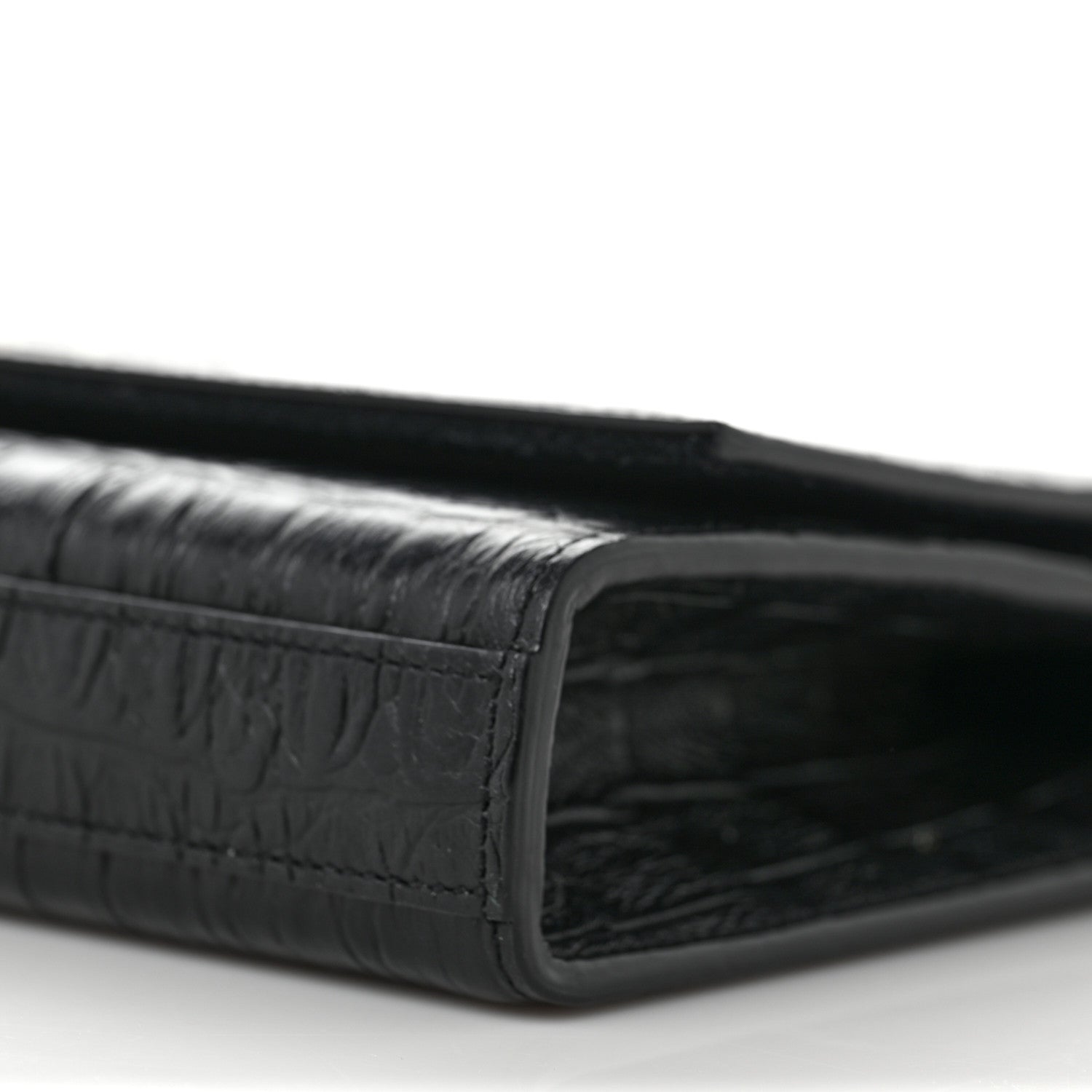 Saint Laurent Calfskin Crocodile Embossed Classic Monogram Tassel Clutch Black 8 of 9