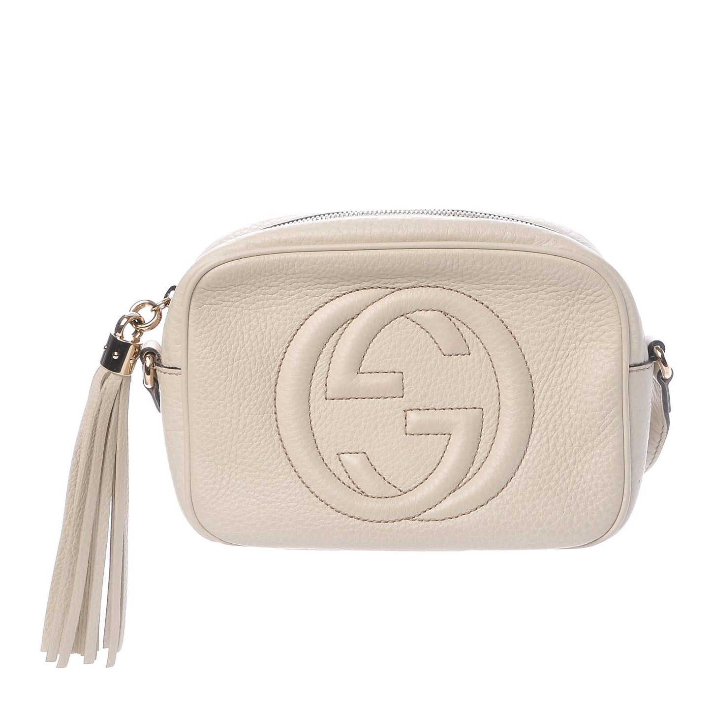 Pebbled Calfskin Small Soho Disco Bag Off White