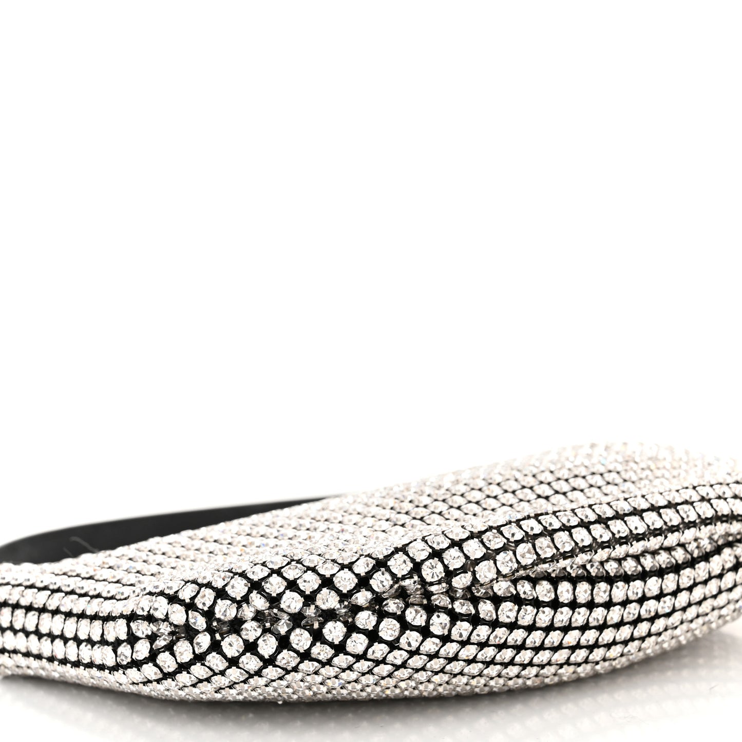 Mesh Crystal Wanglock Fortune Cookie Bag Black