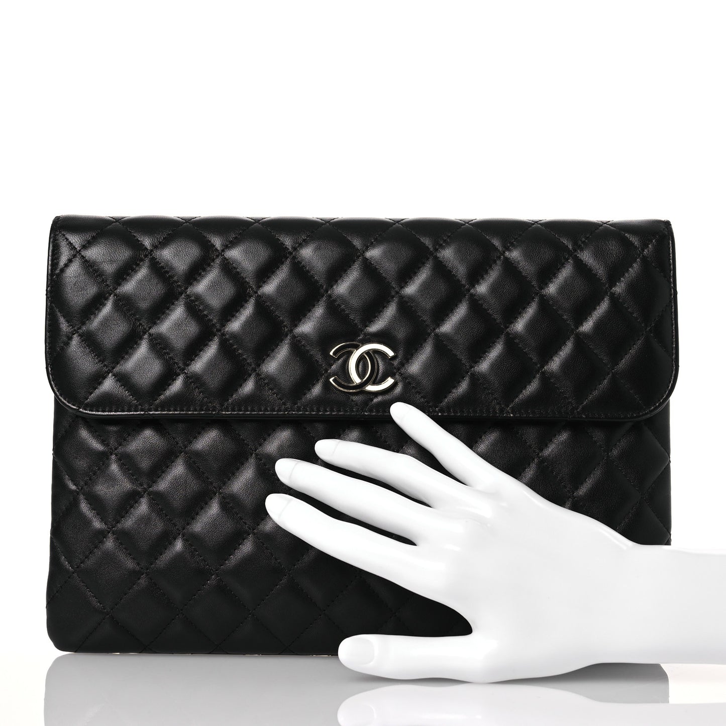 Quilted Flap Clutch Black
