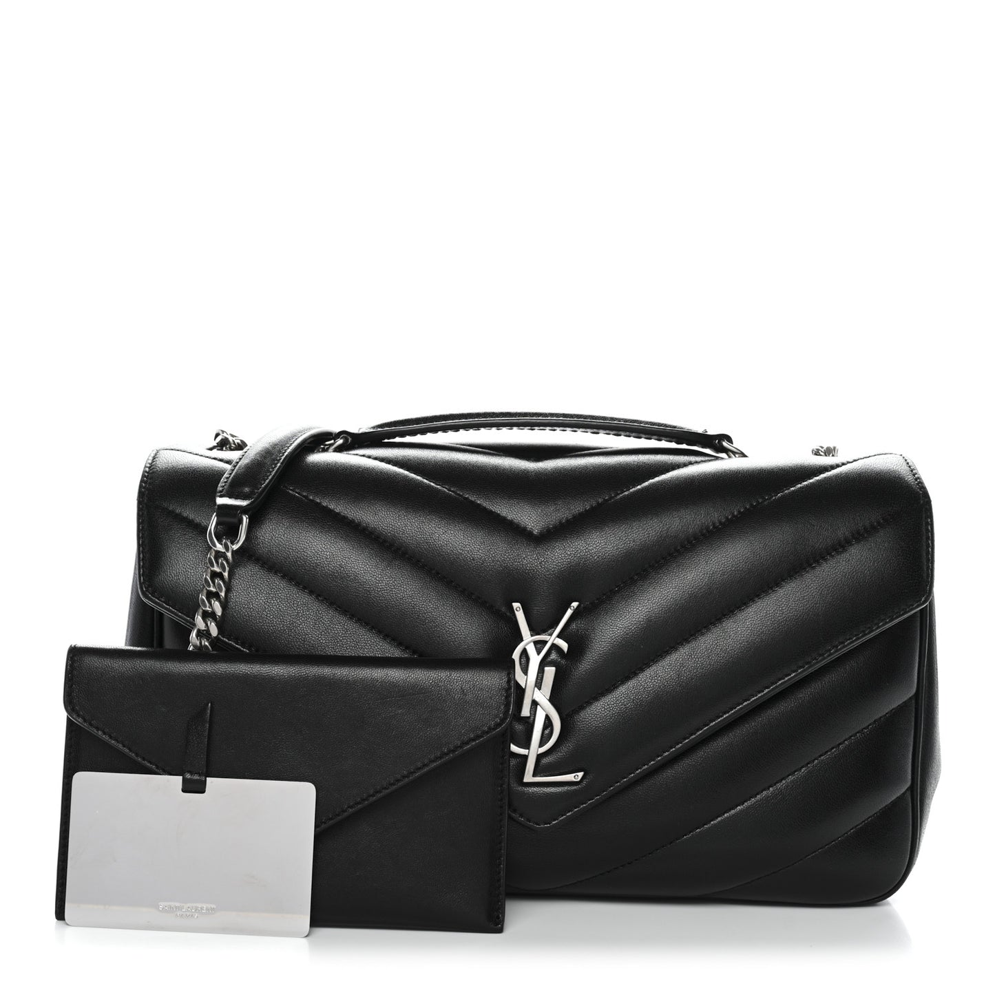 Lambskin Chevron Quilted Medium Loulou Black