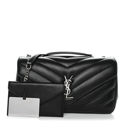 Saint Laurent Lambskin Chevron Quilted Medium Loulou Black 3 of 13