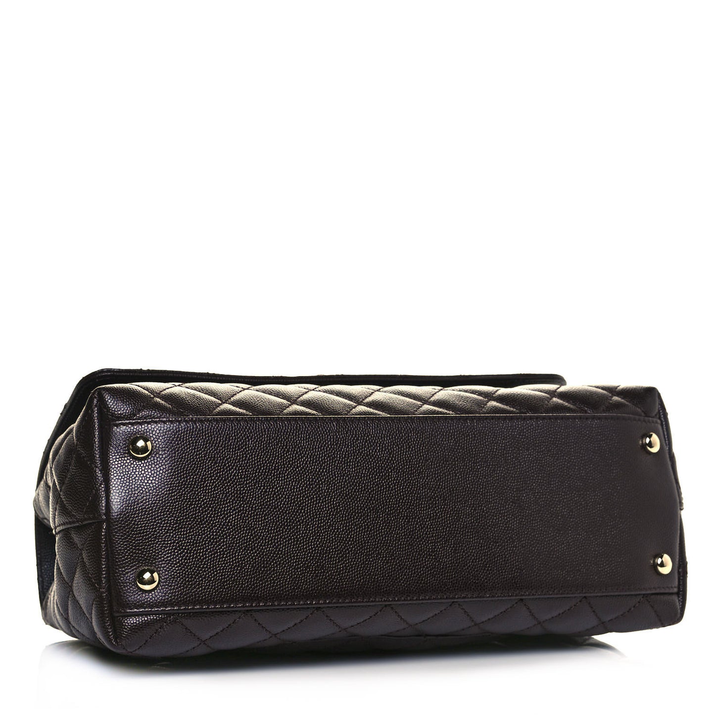 Caviar Quilted Small Coco Handle Flap Dark Brown