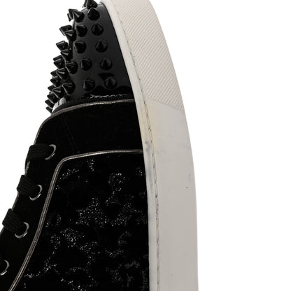 Christian Louboutin Velvet Lou Spikes Orlato Sneakers 46 Black Dark Gunmetal 8 of 8