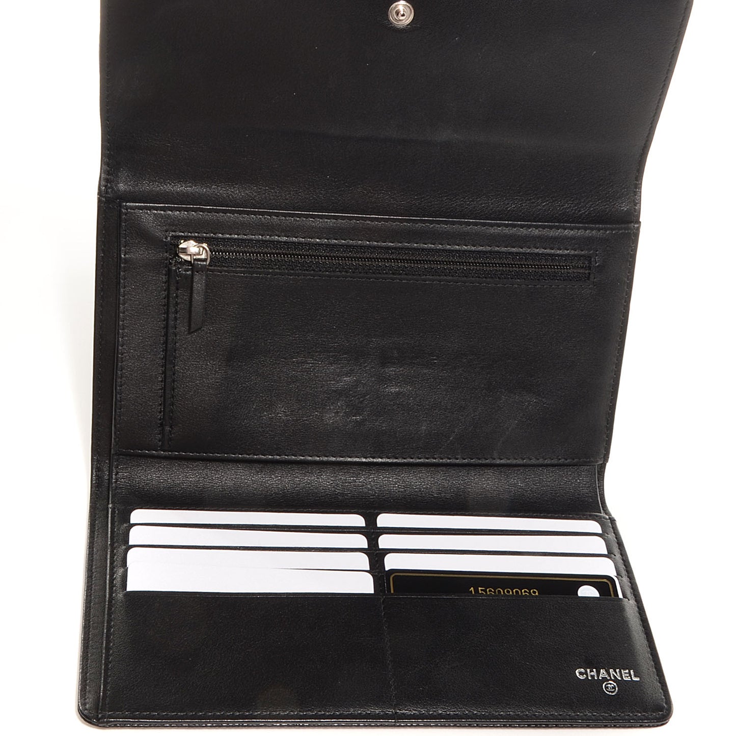 Caviar Long Flap Wallet Black