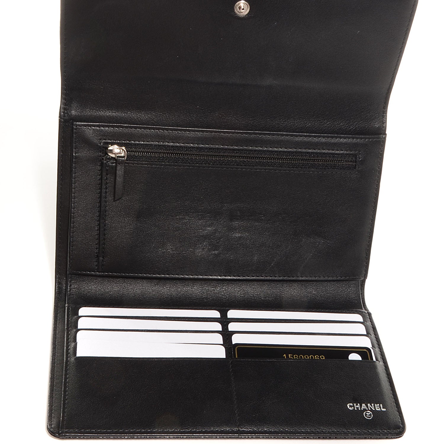 Chanel Caviar Long Flap Wallet Black 6 of 9