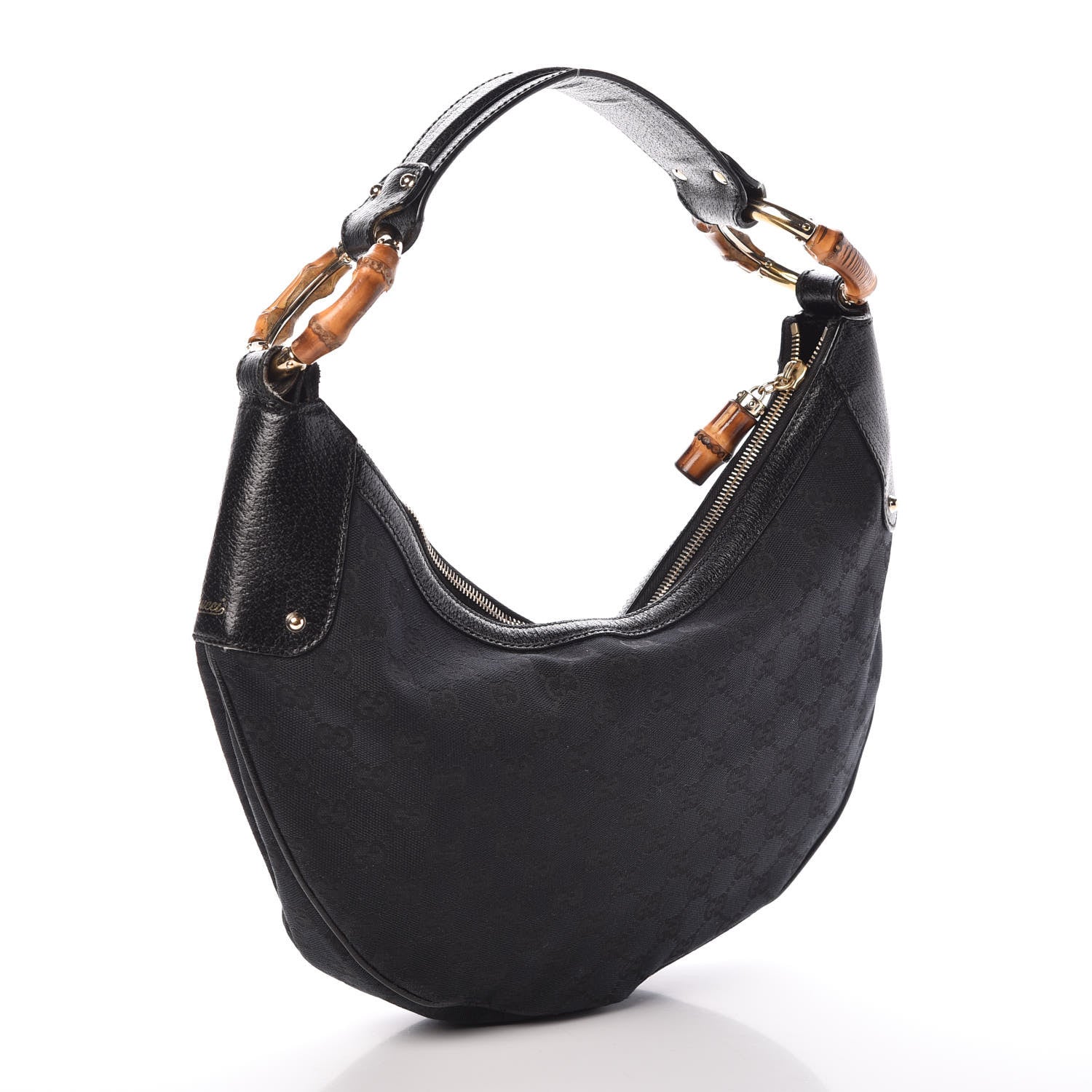 Gucci Monogram Bamboo Ring Hobo Black 3 of 8