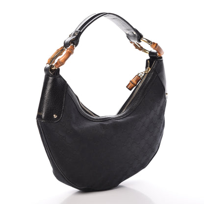 Gucci Monogram Bamboo Ring Hobo Black 3 of 8