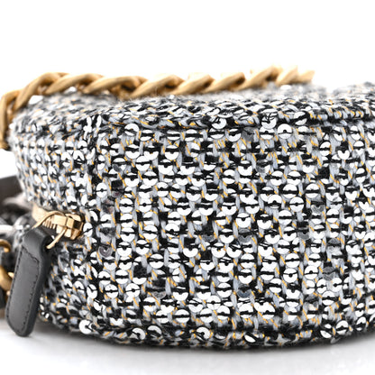 Chanel Sequin Chanel 19 Round Clutch With Chain Silver Black 9 of 10