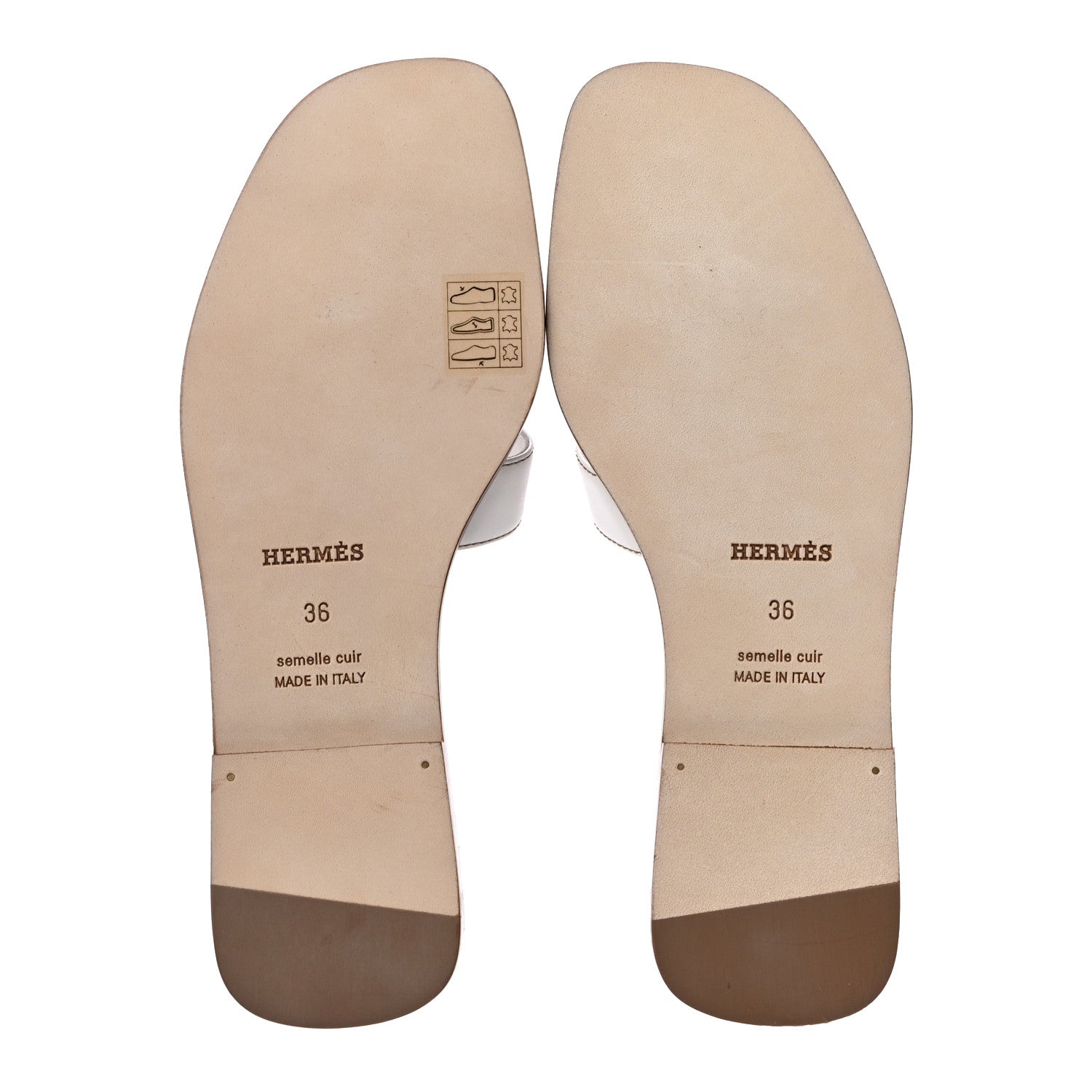 Hermes Box Calfskin Oran Sandals 36 White 5 of 10