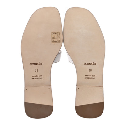 Hermes Box Calfskin Oran Sandals 36 White 5 of 10