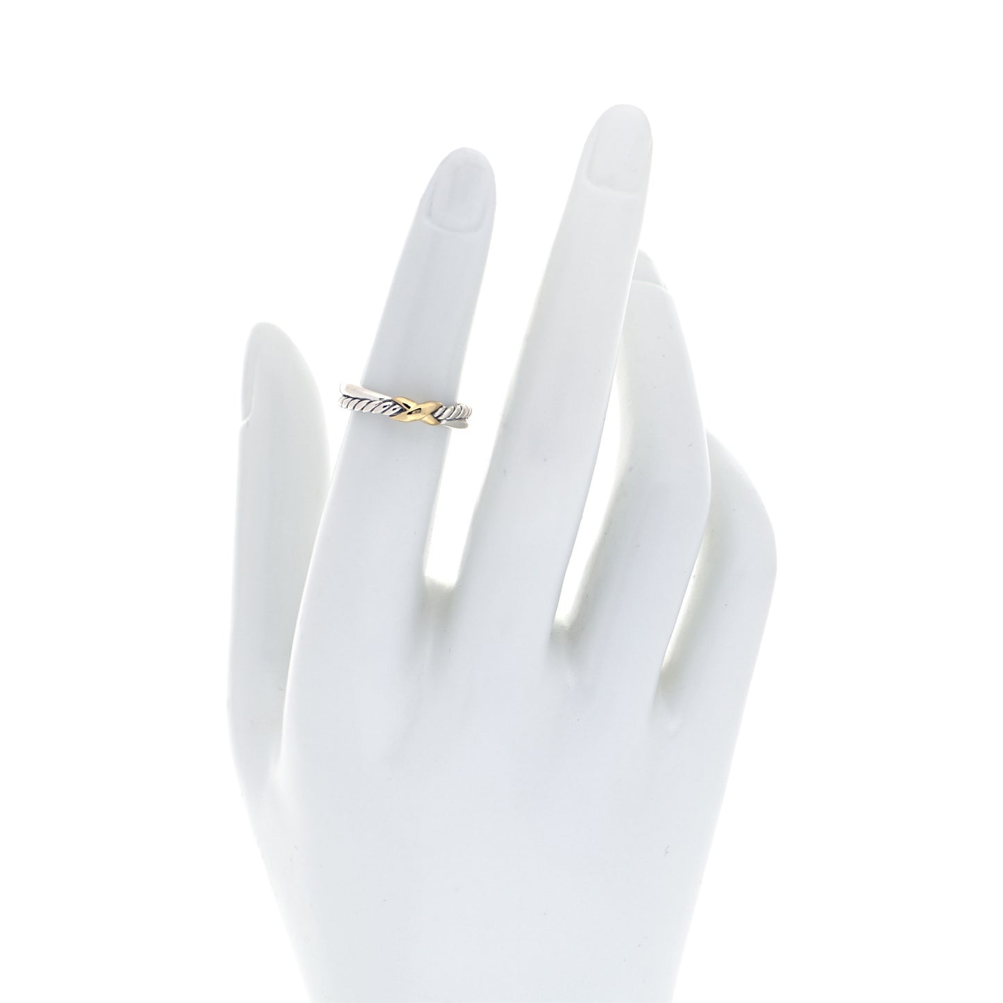 Sterling Silver 18K Yellow Gold Petite X Crossover Ring 49 4.75
