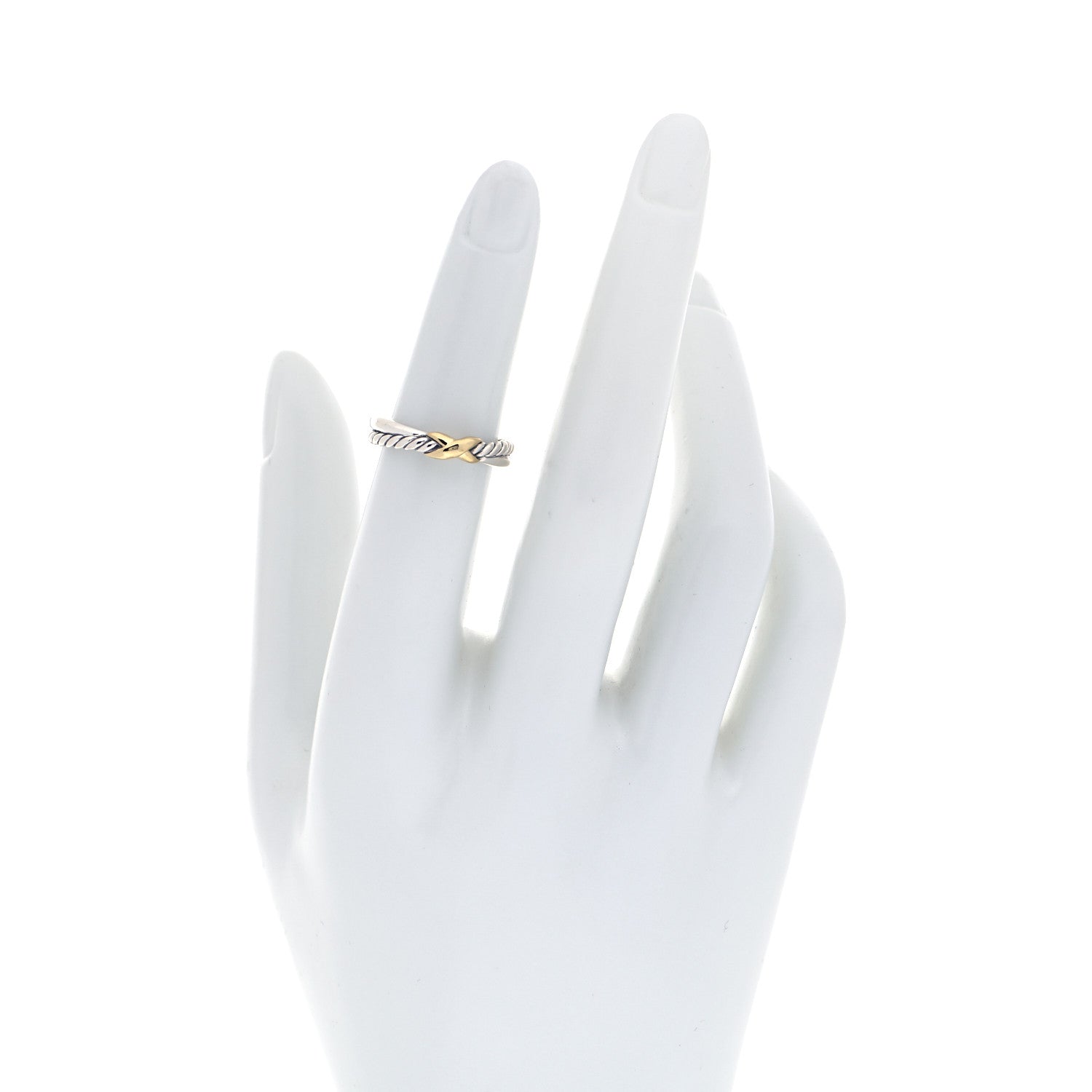 David Yurman Sterling Silver 18K Yellow Gold Petite X Crossover Ring 49 4.75 2 of 4