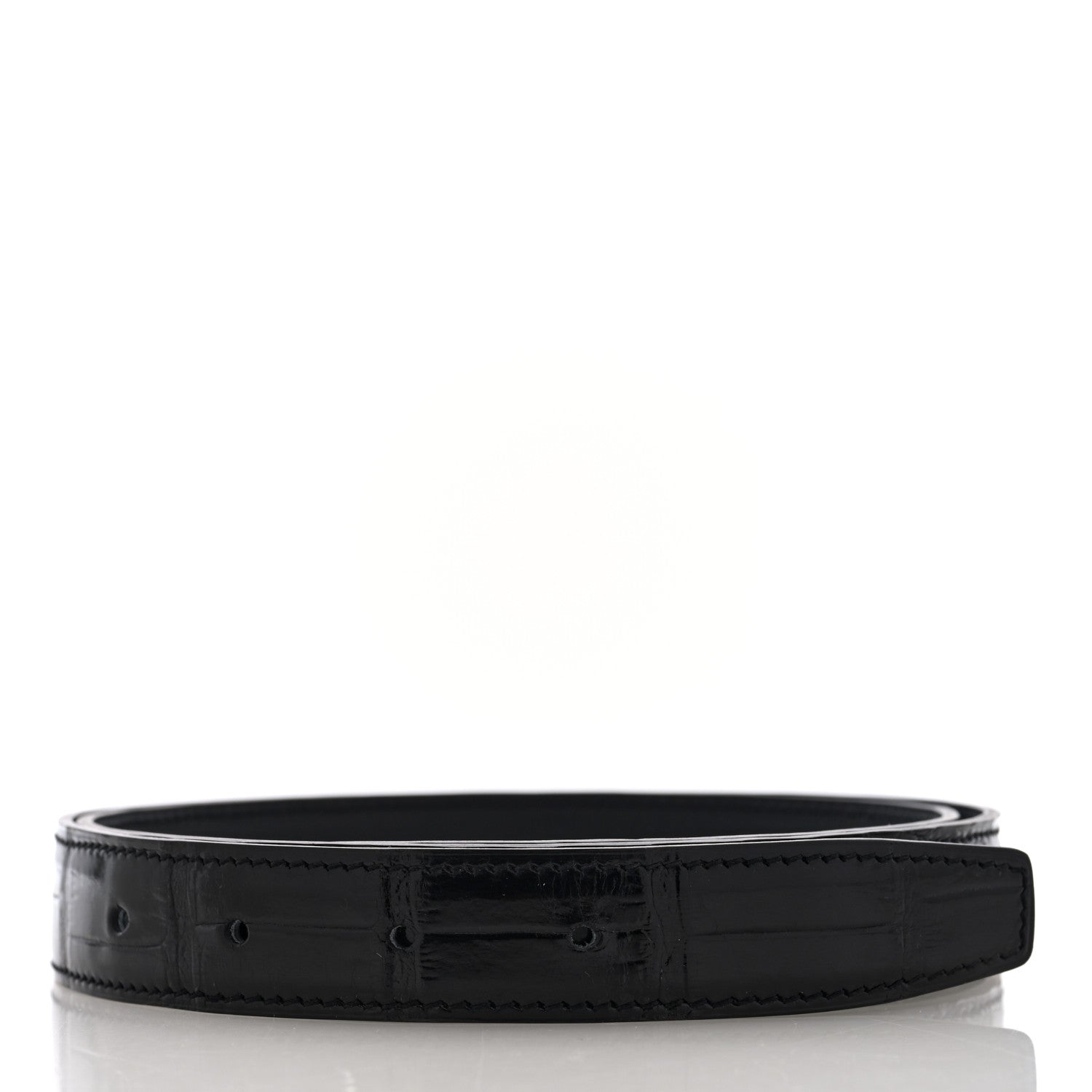 Hermes Shiny Porosus Crocodile Belt Strap 85 34 Black 2 of 5