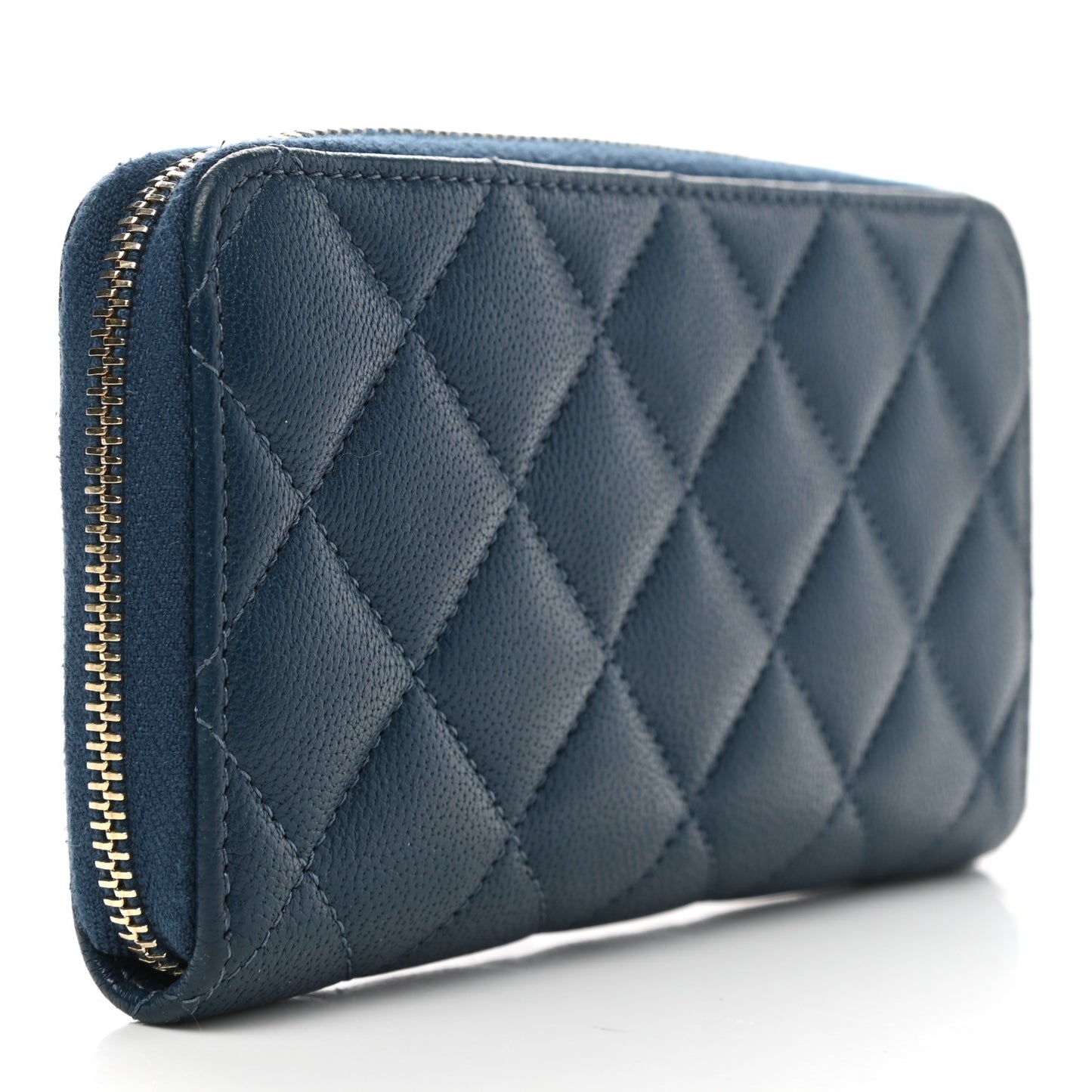 Lambskin Quilted 19 Small Zip Around Wallet Blue