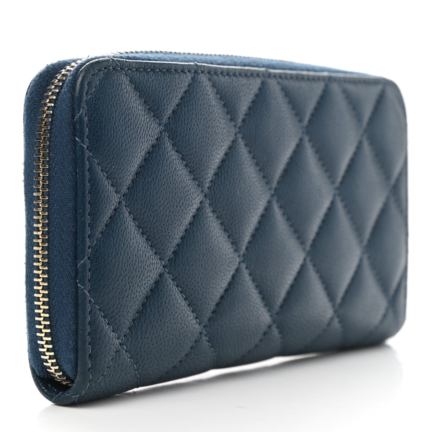 Chanel Lambskin Quilted 19 Small Zip Around Wallet Blue 3 of 8