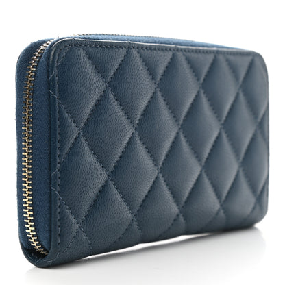 Chanel Lambskin Quilted 19 Small Zip Around Wallet Blue 3 of 8
