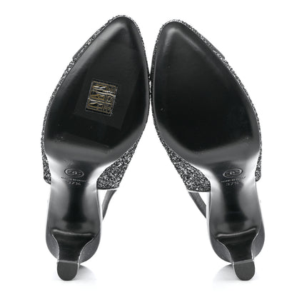Chanel Glitter Grosgrain Cap Toe CC Slingback Pumps 37.5 Black 5 of 9