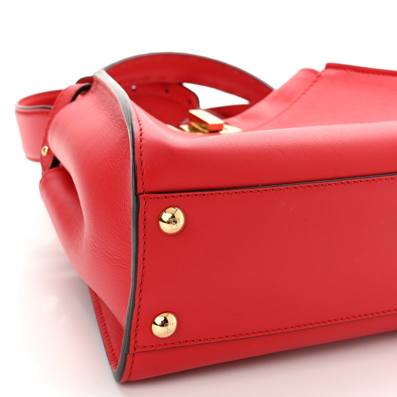 Fendi Vitello Seta Canvas FF Embroidered Mini Peekaboo Iconic Satchel Rosso Cardinale Multicolor 10 of 11