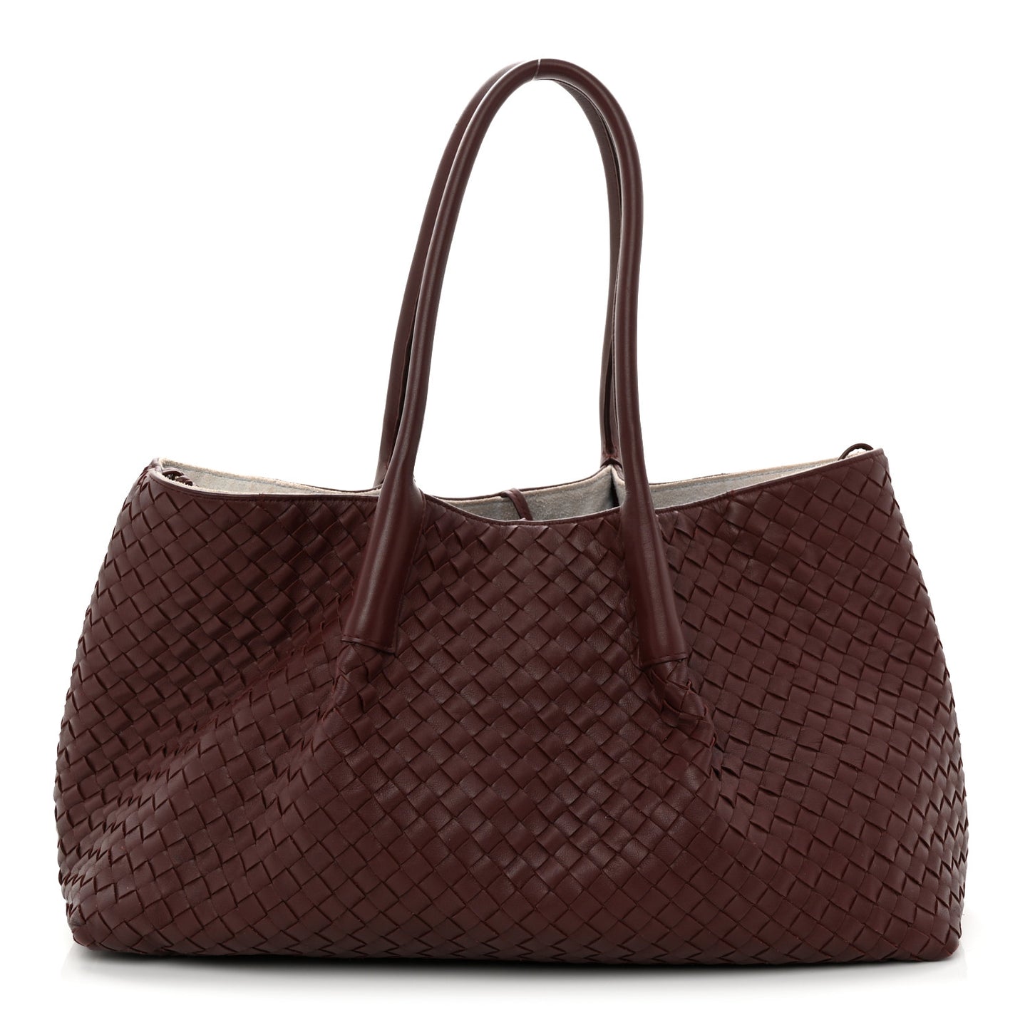 Calfskin Intrecciato Pinacoteca Reversible Tote Madder Brown Lunar