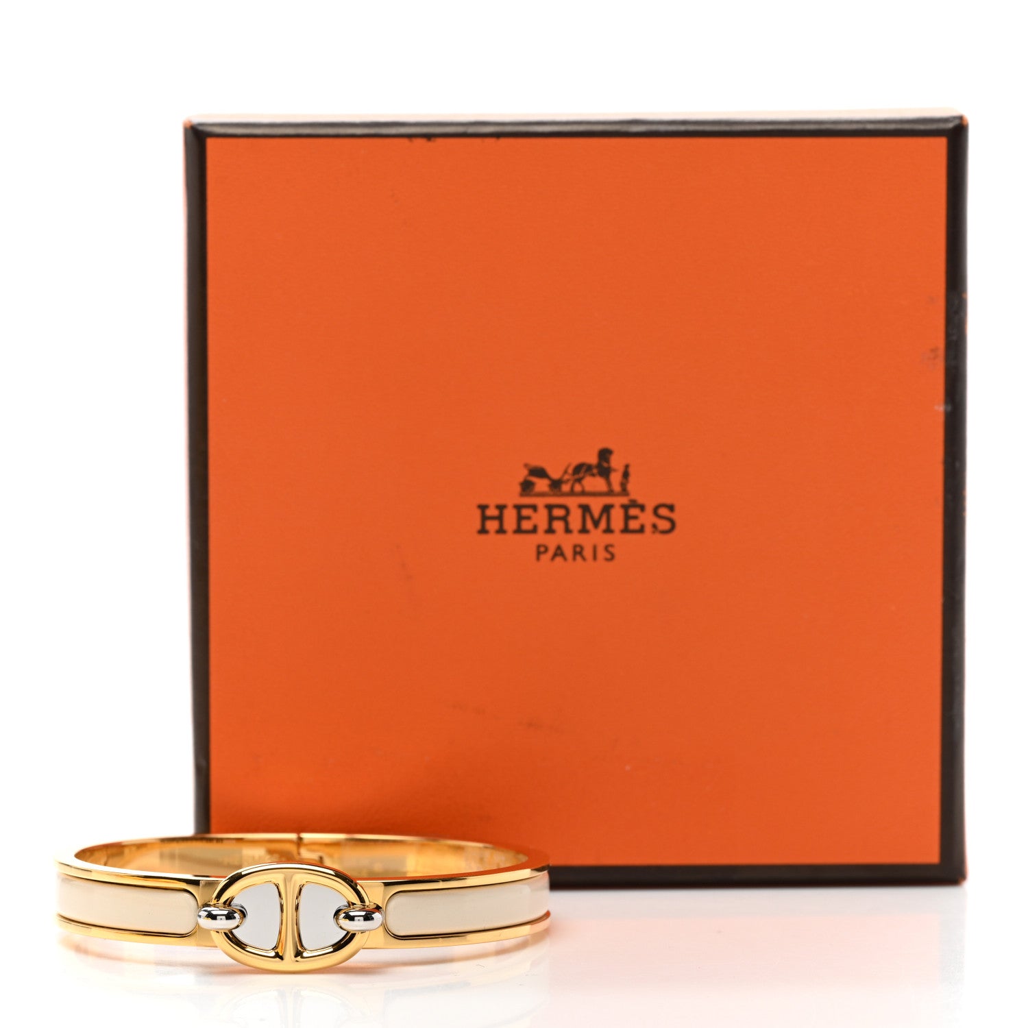 Hermes Enamel Mini Farandole Clic Chaine D'Ancre Bracelet Creme 6 of 6