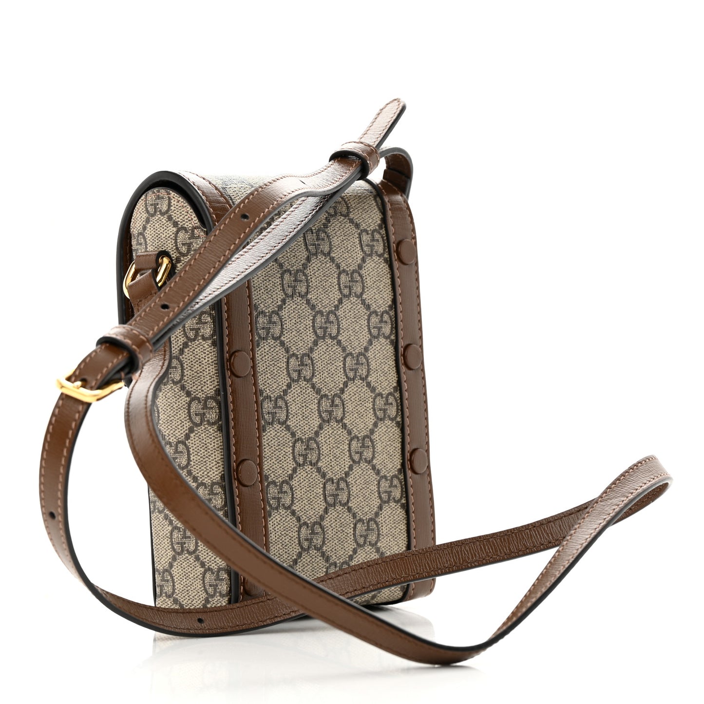 GG Supreme Monogram Mini Horsebit 1955 Crossbody Bag Beige Brown Sugar