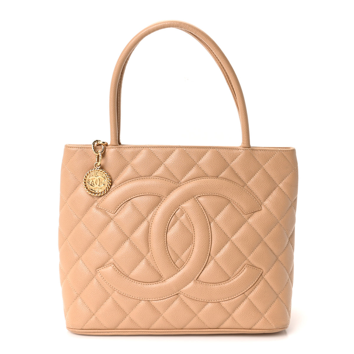 Caviar Quilted Medallion Tote Beige