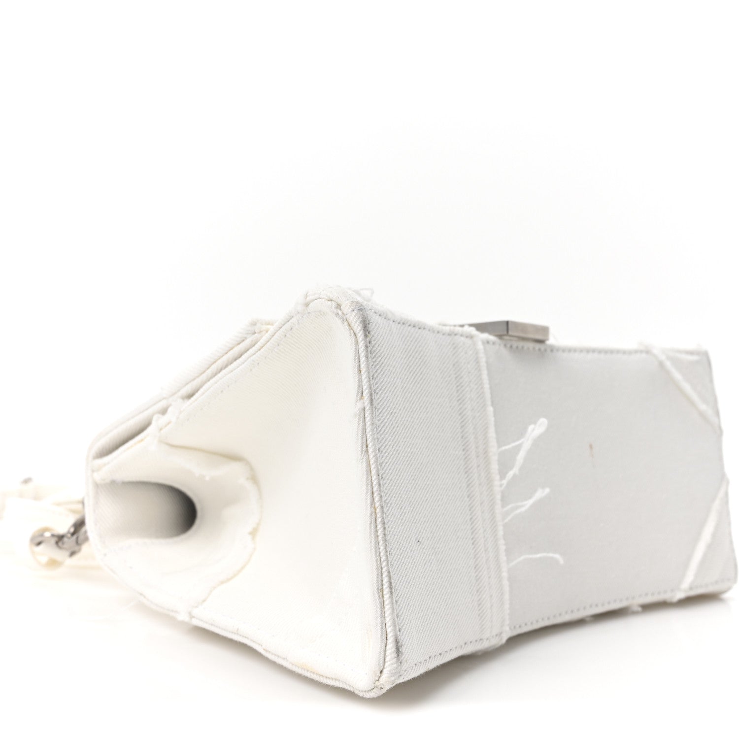 Balenciaga Denim Patchwork Small Hourglass Top Handle Bag Optic White 9 of 10