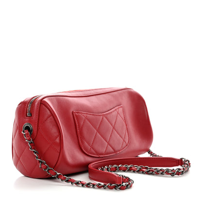Chanel Calfskin Chain 20s Signature Bowling Bag Red 3 of 10