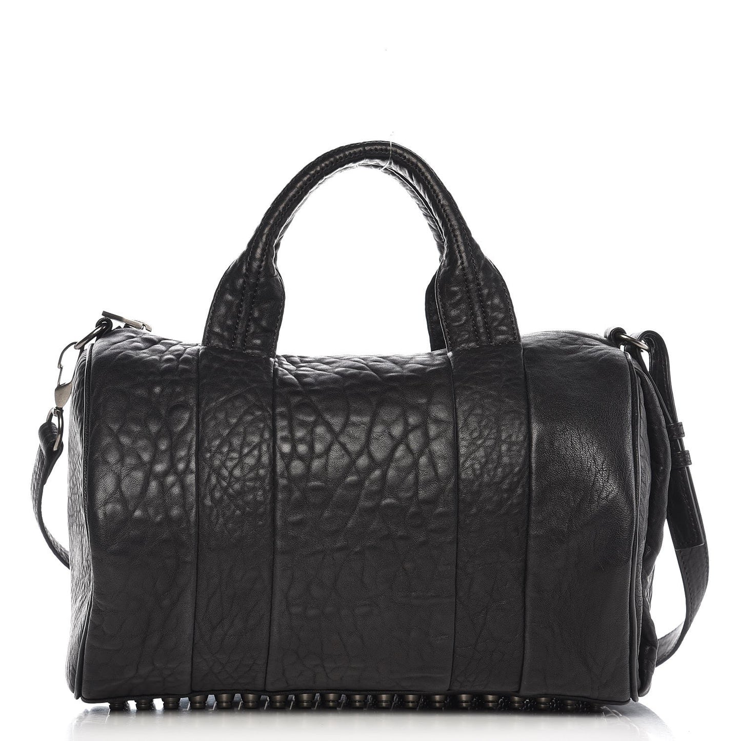 Pebbled Lambskin Rocco Black Silver Hardware