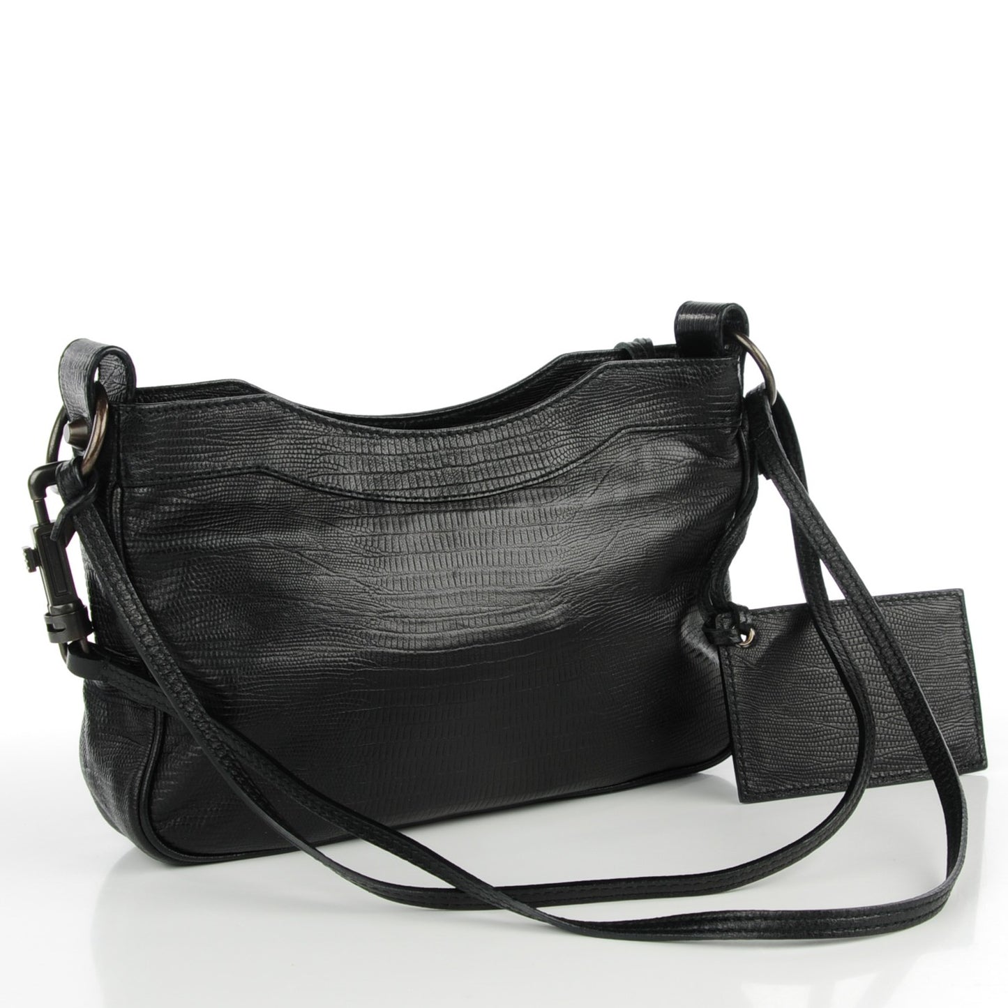 Agneau Lizard Embossed Classic Hardware Hip Black