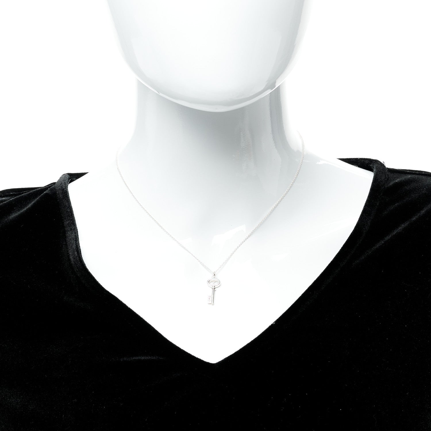 Tiffany Sterling Silver Mini Oval Key Pendant Necklace 3 of 6